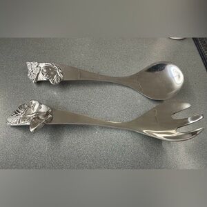 Ornate Stainless Serving Spoons - Silver Tone